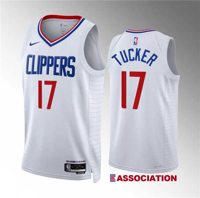 Men's Los Angeles Clippers #17 P.j. Tucker White Association Edition Stitched Jersey Dzhi